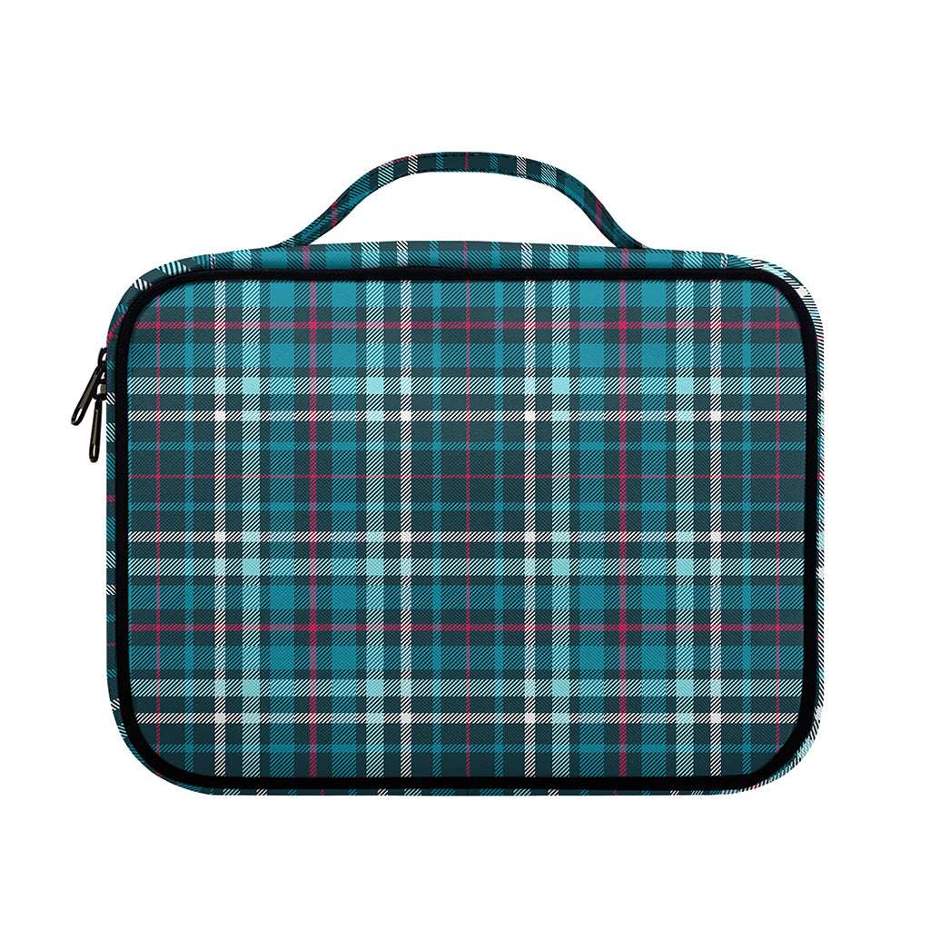 Teal Plaid Pattern Print Briefcase Bible Bag