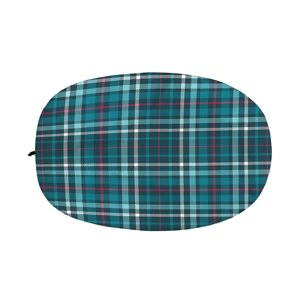 Teal Plaid Pattern Print Car Side Mirror Covers