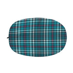 Teal Plaid Pattern Print Car Side Mirror Covers