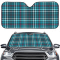 Teal Plaid Pattern Print Car Windshield Sun Shade
