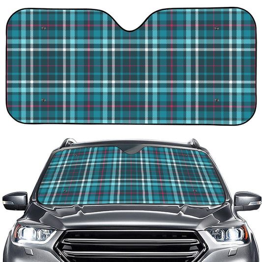 Teal Plaid Pattern Print Car Windshield Sun Shade