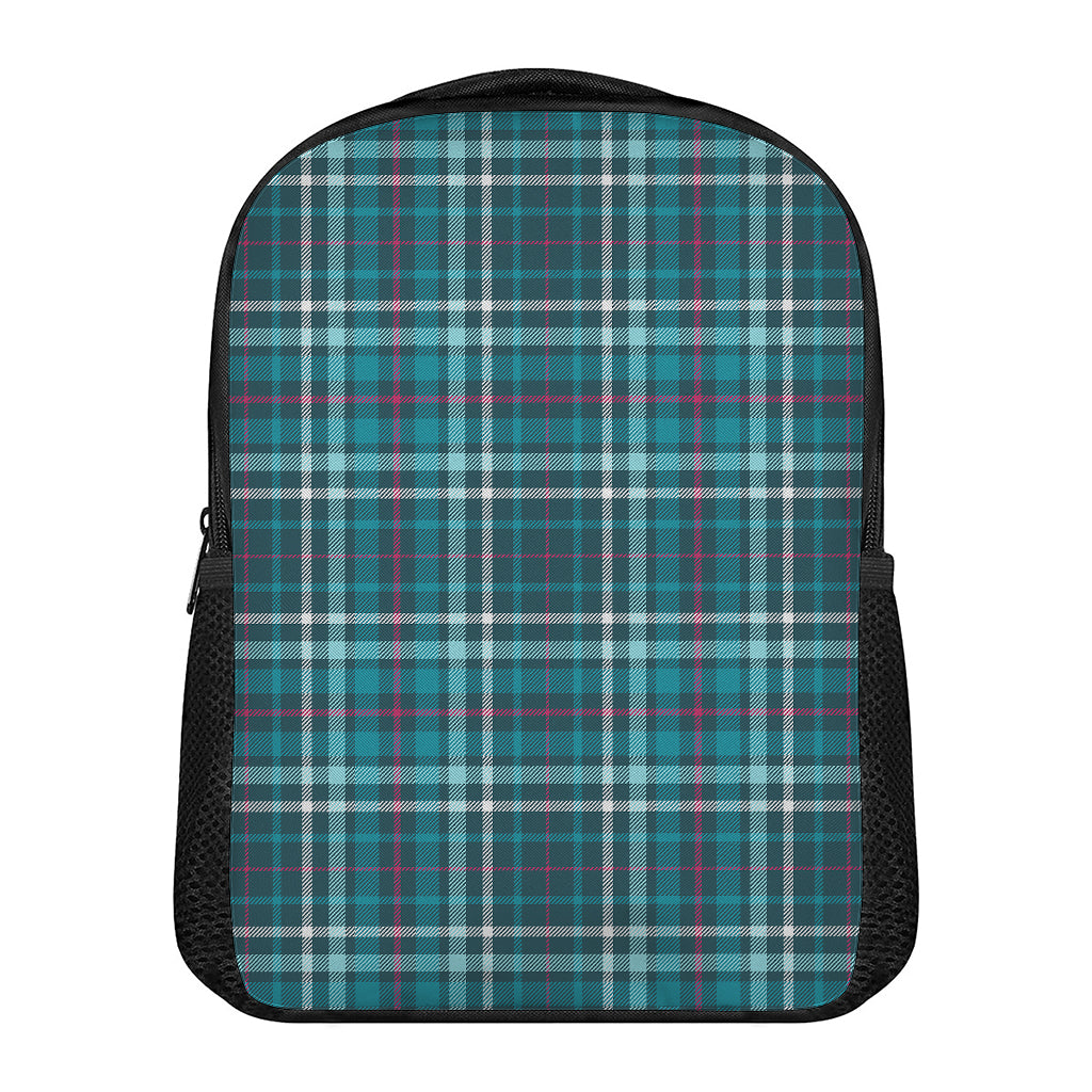 Teal Plaid Pattern Print Casual Backpack