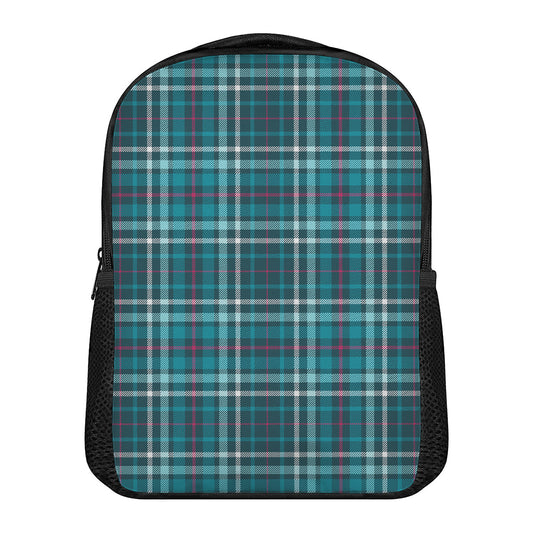 Teal Plaid Pattern Print Casual Backpack