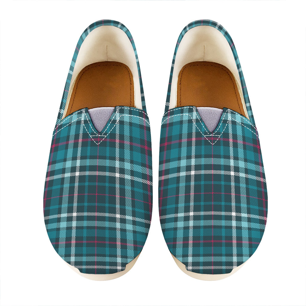 Teal Plaid Pattern Print Casual Shoes