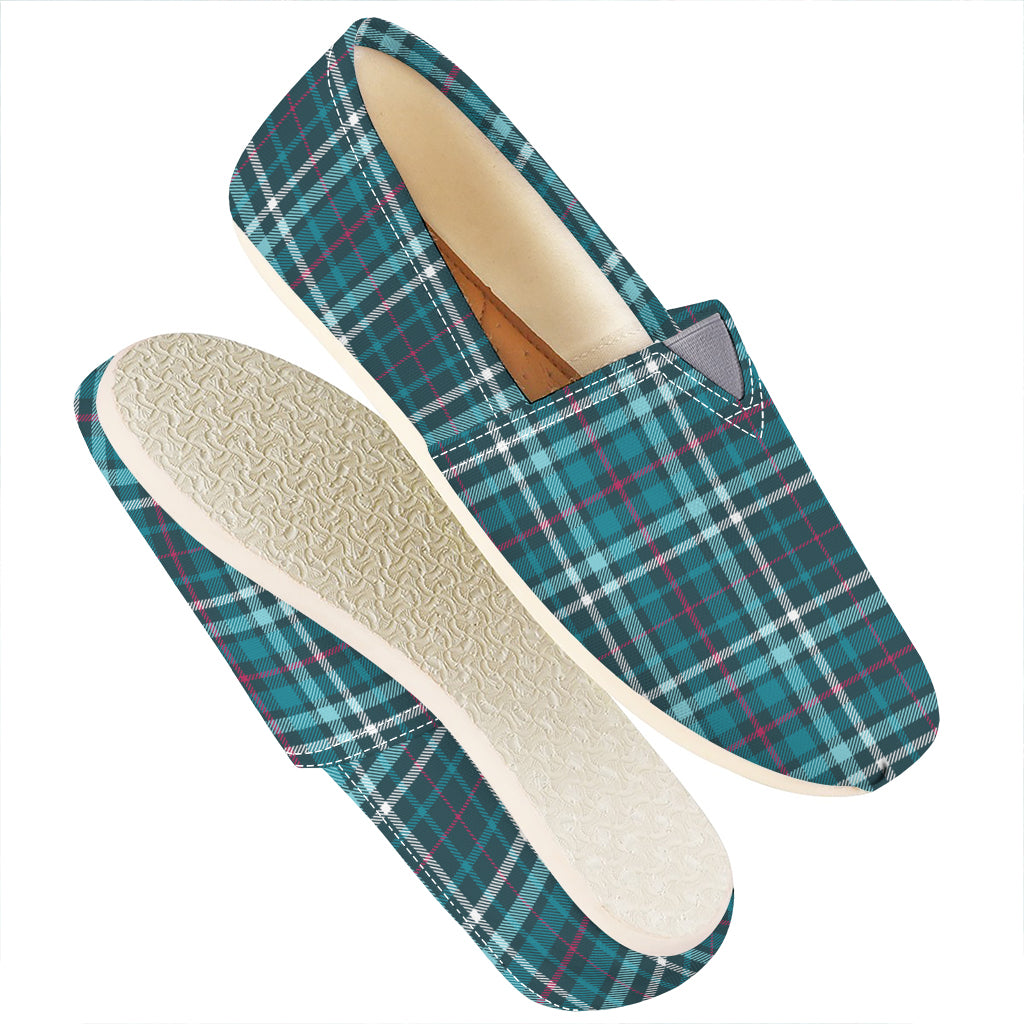 Teal Plaid Pattern Print Casual Shoes