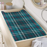Teal Plaid Pattern Print Changing Pad Cover