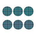 Teal Plaid Pattern Print Coaster Set