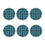 Teal Plaid Pattern Print Coaster Set