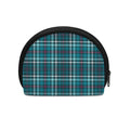 Teal Plaid Pattern Print Coin Purse