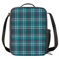 Teal Plaid Pattern Print Crossbody Lunch Bag