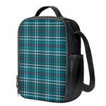Teal Plaid Pattern Print Crossbody Lunch Bag