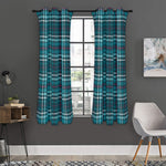 Teal Plaid Pattern Print Curtain