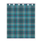 Teal Plaid Pattern Print Curtain
