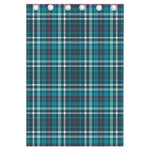 Teal Plaid Pattern Print Curtain