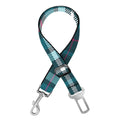 Teal Plaid Pattern Print Dog Seat Belt