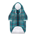 Teal Plaid Pattern Print Dog Zip Up Hoodie