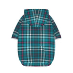 Teal Plaid Pattern Print Dog Zip Up Hoodie