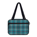 Teal Plaid Pattern Print Double Strap Bible Bag