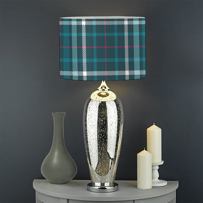 Teal Plaid Pattern Print Drum Lamp Shade