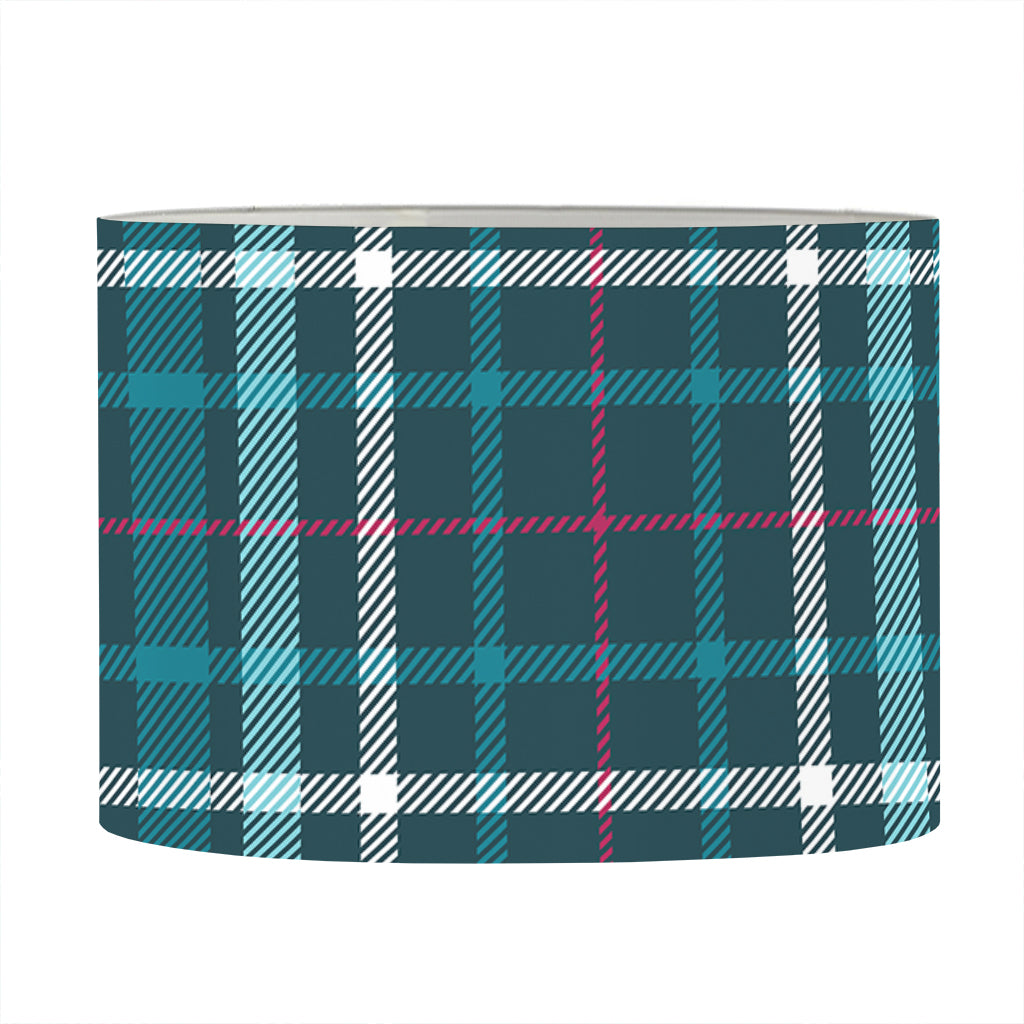 Teal Plaid Pattern Print Drum Lamp Shade