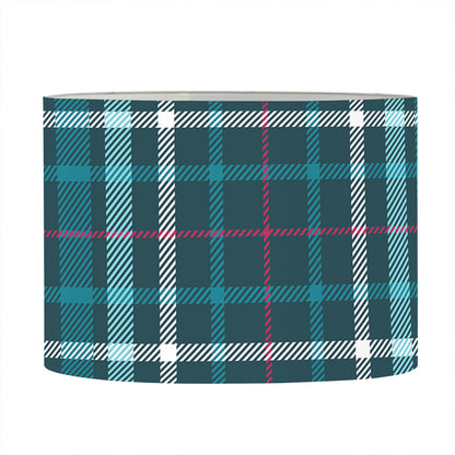 Teal Plaid Pattern Print Drum Lamp Shade