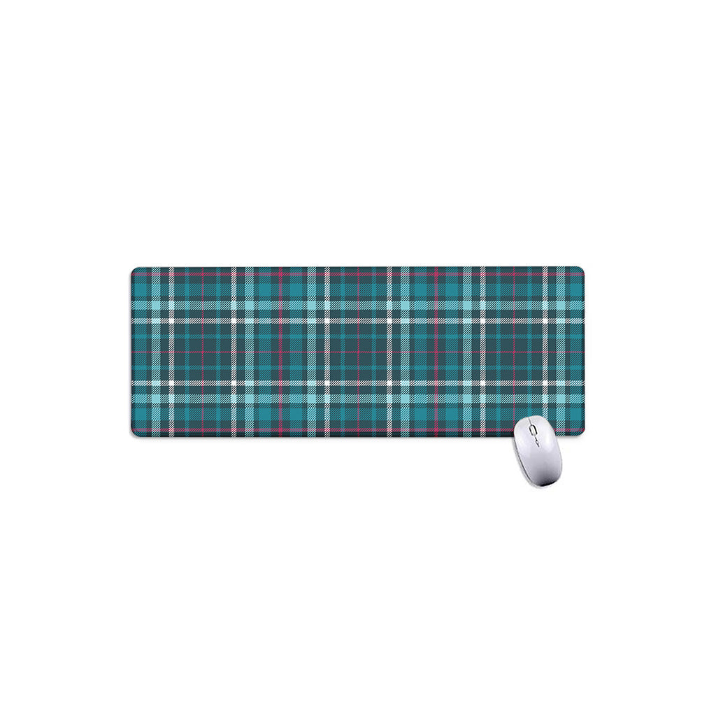 Teal Plaid Pattern Print Extended Mouse Pad