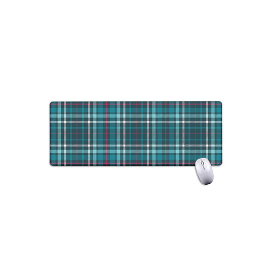 Teal Plaid Pattern Print Extended Mouse Pad
