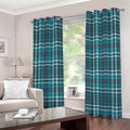 Teal Plaid Pattern Print Grommet Curtains