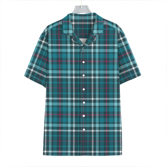 Teal Plaid Pattern Print Hawaiian Shirt