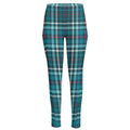 Teal Plaid Pattern Print High-Waisted Pocket Leggings
