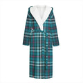Teal Plaid Pattern Print Hooded Bathrobe