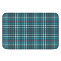 Teal Plaid Pattern Print Indoor Door Mat