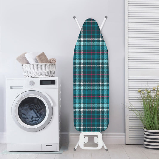 Teal Plaid Pattern Print Ironing Board Cover