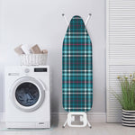 Teal Plaid Pattern Print Ironing Board Cover