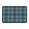 Teal Plaid Pattern Print Kitchen Mat