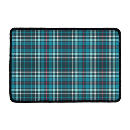 Teal Plaid Pattern Print Kitchen Mat
