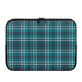 Teal Plaid Pattern Print Laptop Sleeve