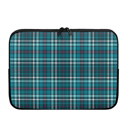 Teal Plaid Pattern Print Laptop Sleeve
