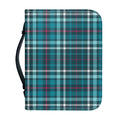 Teal Plaid Pattern Print Leather Bible Cover