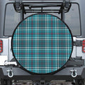 Teal Plaid Pattern Print Leather Spare Tire Cover