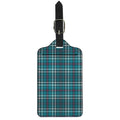 Teal Plaid Pattern Print Luggage Tag