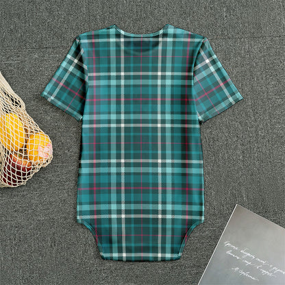 Teal Plaid Pattern Print Men's Bodysuit