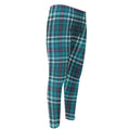 Teal Plaid Pattern Print Men's Compression Pants
