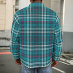 Teal Plaid Pattern Print Men's Shirt Jacket