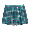 Teal Plaid Pattern Print Mesh Shorts