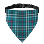 Teal Plaid Pattern Print Over The Collar Dog Bandana