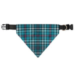 Teal Plaid Pattern Print Over The Collar Dog Bandana