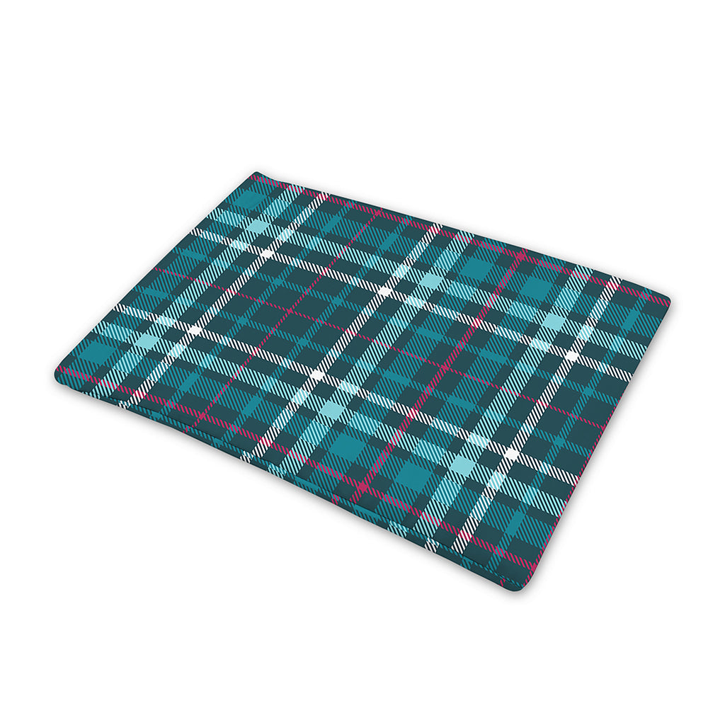 Teal Plaid Pattern Print Pet Cooling Mat Cover