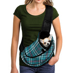 Teal Plaid Pattern Print Pet Sling Carrier