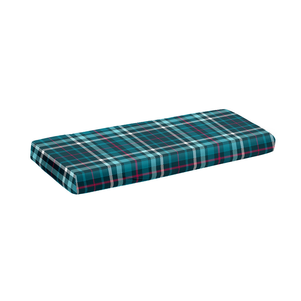 Teal Plaid Pattern Print Piano Keyboard Cover